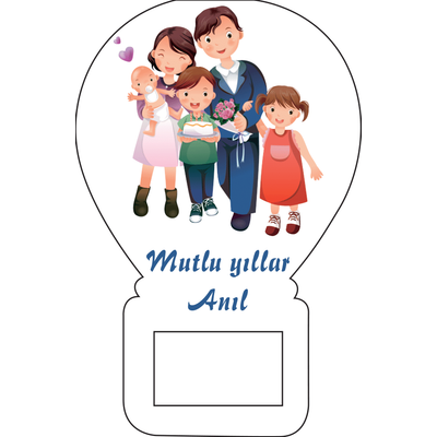 Balon A�acak Magnet  Mutlu Aile Temal�