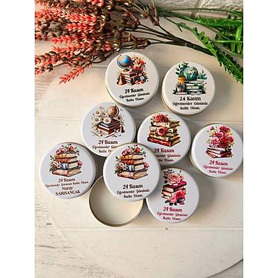 ��retmenler G�n�  Mumlu  Mini Metal Kutu