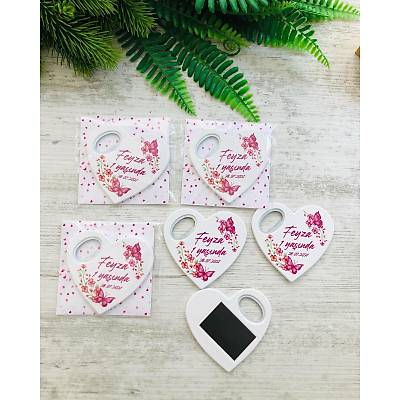 Pembe iekli Temal Kalp Magnet
