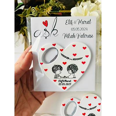 Mutlu �ift Temal� Kalp Magnet