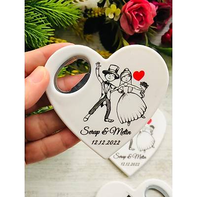 Gelin ve Damat Kalp Magnet
