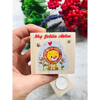 Sevimli Aslan Temal� Ah�ap Mumluk