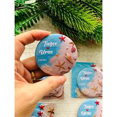 Deniz ve Kumsal Temal� Buton  A�acakl� Magnet