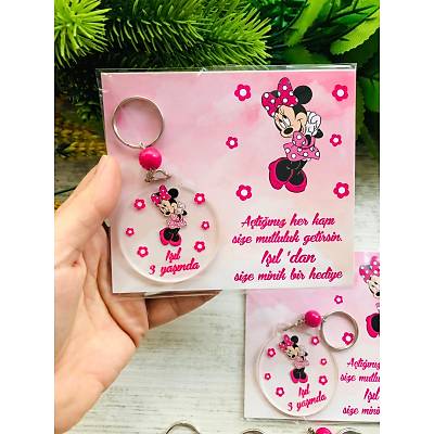 Minnie Mouse Temal Pleksi Anahtarlk