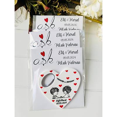 Mutlu �ift Temal� Kalp Magnet