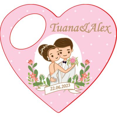 Gelin ve Damat Temal� Kalp Magnet