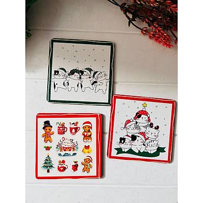 Noel -Yeni Yl -Ylba Mdf Kare Bardak Altl