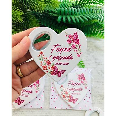 Pembe iekli Temal Kalp Magnet