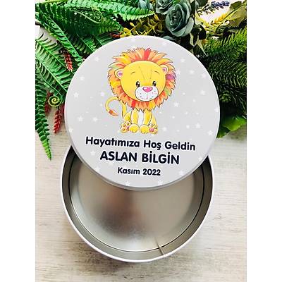 Uv Baskl Bo Metal Kutu Aslan Temal