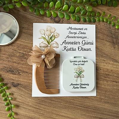 Anneler G�n� Hediyelik Set - Ayna ve Ah�ap Tarak