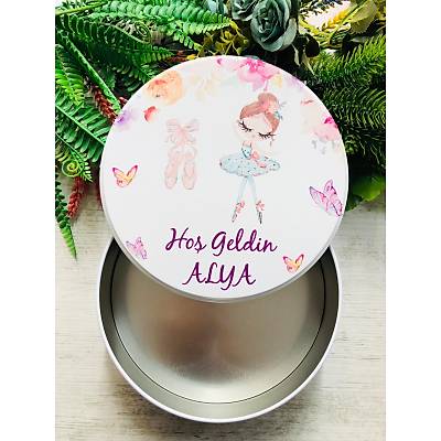 Uv Bask�l� Bo� Metal Kutu Balerin Temal�