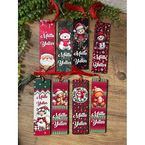 5x17 cm  Ah�ap Kitap Ayra�lar� -Noel Yeni Y�l Temal� (Kar���k Stokta Kalanlar Yollan�r )