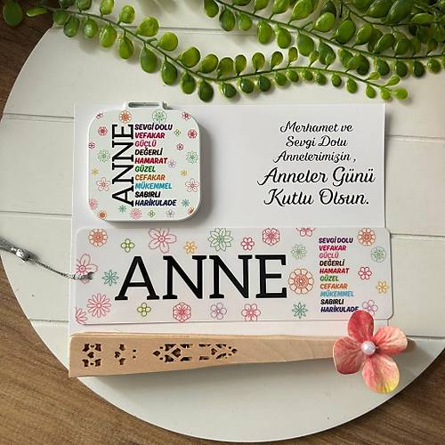 Anneye �zel  Hediye-Ah�ap Yelpaze +Ayna+Pvc Ayra�