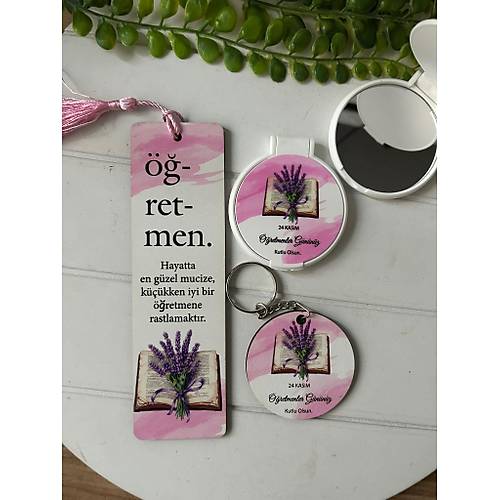 3'l� ��retmenler G�n� Set ( Ayna+Ayra�+Anahtarl�k )