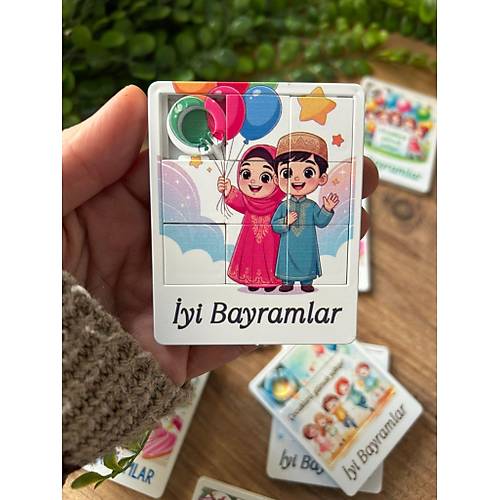 �ocuklar ��in E�itici Bayram Temal� Puzzle -  8 Par�a �slami Yapboz