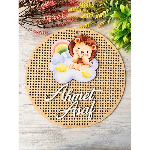 30 cm  Delikli Ah�ap Kap� S�s�-Kabartma Desen-Aslan