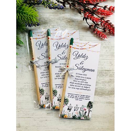 A�a� ve �i�ekler Temal� Tohumlu Kalem