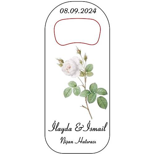 BEYAZ G�L  TEMALI UZUN A�ACAKLI MAGNET