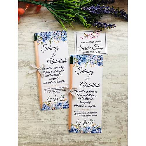 A��k Mavi �i�ek Temal�  Tohumlu Kalem