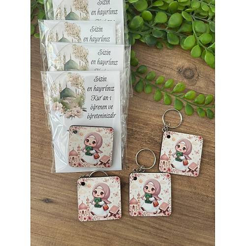 Seri Sonu Kuran Kursu Ah�ap Anahtarl�k 5x5 cm