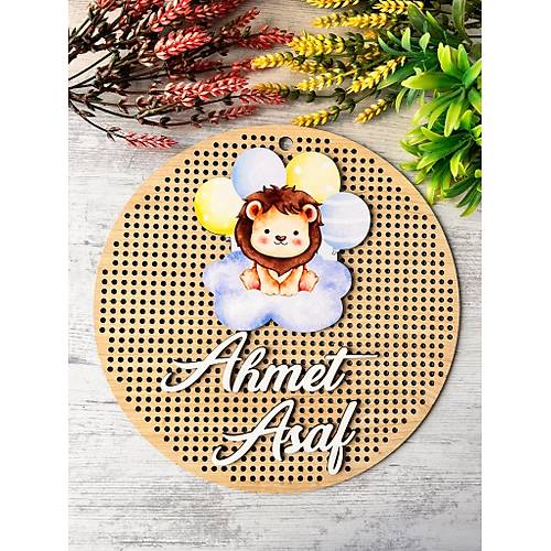 30 cm  Delikli Ah�ap Kap� S�s�-Kabartma Desen-Aslan