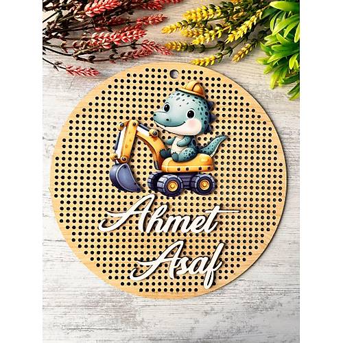 30 cm  Delikli Ah�ap Kap� S�s�-Kabartma Desen-Dinazor