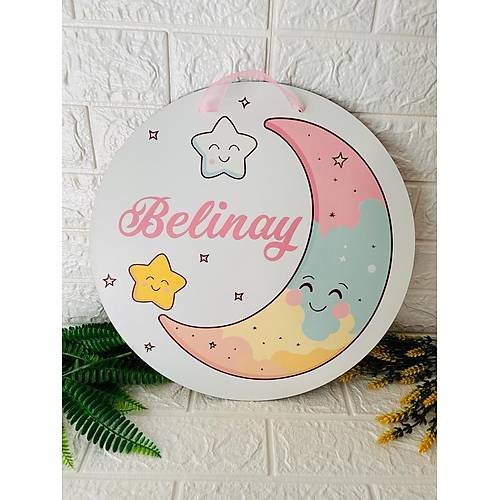 38 cm Ah�ap Kap� S�s�-Aydede ve Y�ld�z Temal�