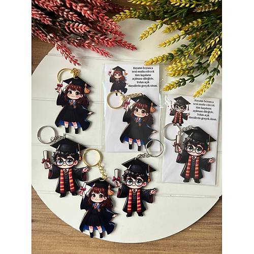 Harry Porter ve Hermione  Mezuniyet-Okul-��renci-Ah�ap Anahtarl�k