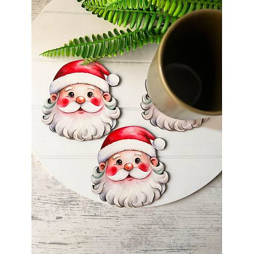 Noel-Yeni Y�l-Y�lba�� �ekilli Mdf Bardak Altl���