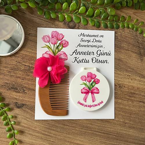 Anneler G�n� Hediyelik Set - Ayna ve Ah�ap Tarak