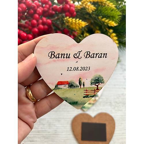 Ah�ap Kalp Magnet- Manzara Temal�