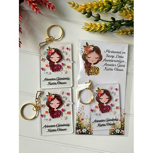 Anneler G�n�  5x7 cm Pleksi Anahtarl�k