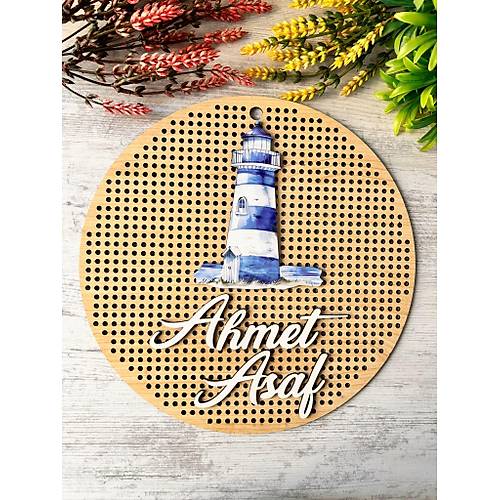 30 cm  Delikli Ah�ap Kap� S�s�-Kabartma Desen-Deniz Feneri