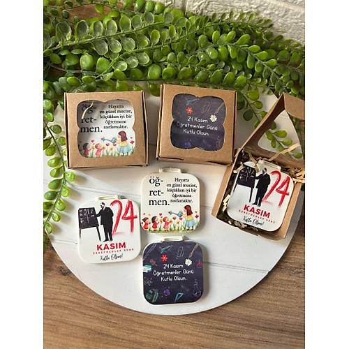 ��retmenler G�n�  Temal� Kare Pleksi Ayna Kutulu