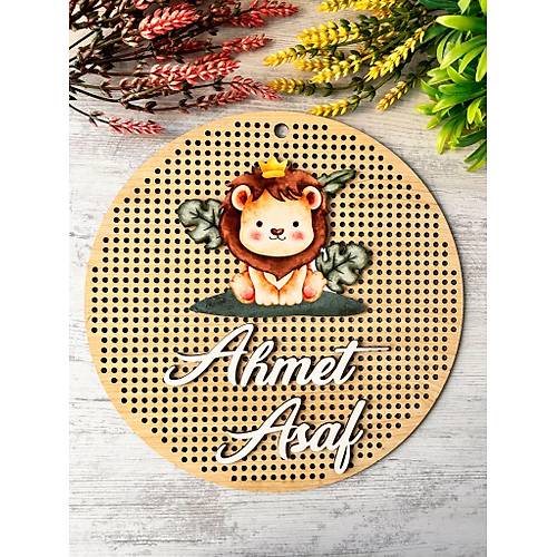 30 cm  Delikli Ah�ap Kap� S�s�-Kabartma Desen-Aslan