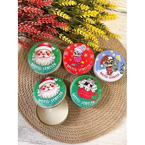Y�lba��-Noel-Yeni Y�l Mumlu  Mini Metal Kutu