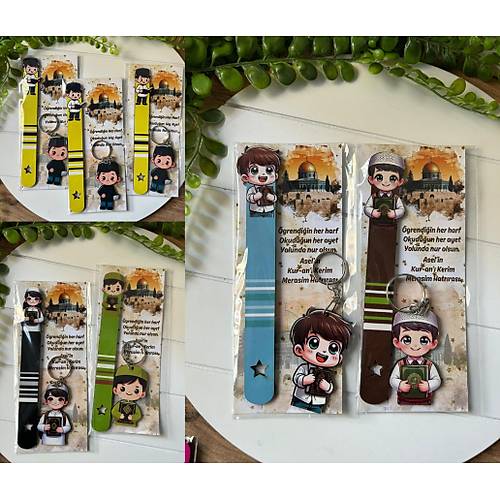 Erkek �ocuk Kuran Okuyorum Hediyelik 2 li Set (  Ayra�  ve anahtarl�k  )