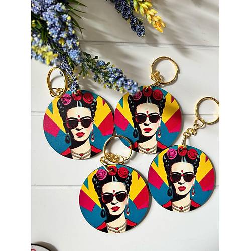 Anne-Kad�n-K�z Pop Art  Temal� Ah�ap Anahtarl�k