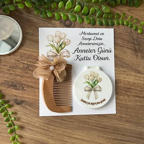 Anneler G�n� Hediyelik Set - Ayna ve Ah�ap Tarak