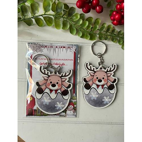 Noel -Yeni Y�l-�ekilli Ah�ap Anahtarl�k