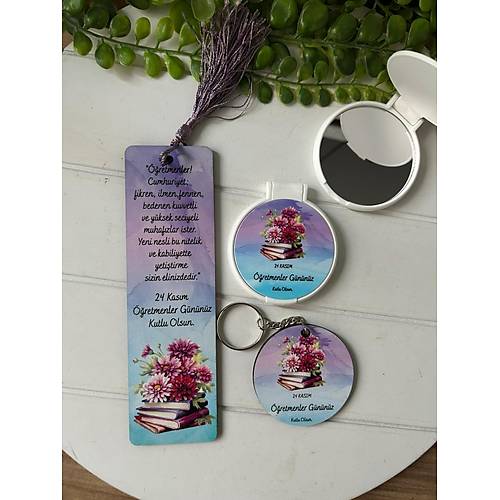 3'l� ��retmenler G�n� Set ( Ayna+Ayra�+Anahtarl�k )