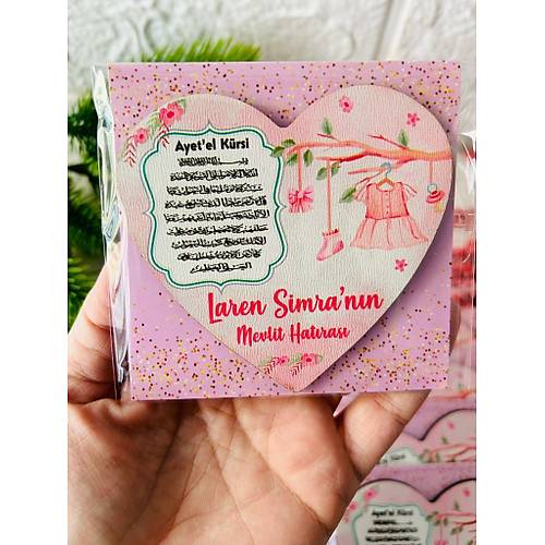 Ah�ap Kalp Magnet- K�z Bebek K�yafeti-Mevlt