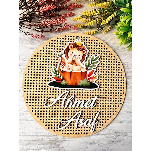 30 cm  Delikli Ah�ap Kap� S�s�-Kabartma Desen-Aslan