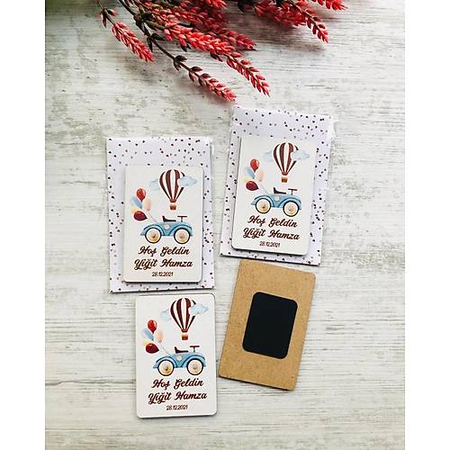 Araba ve U�an Hava Balonu  3 mm Ah�ap Magnet