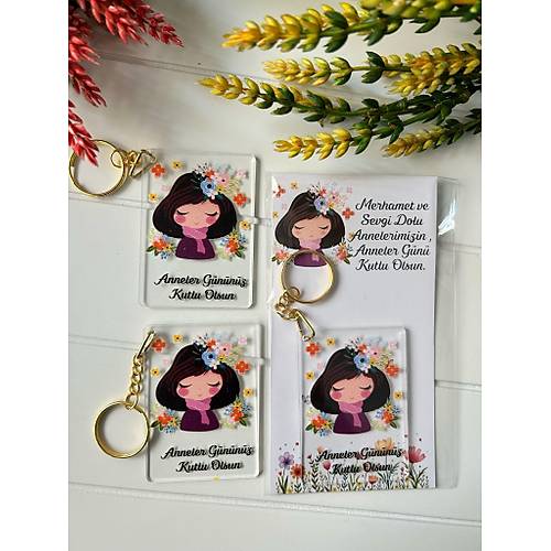 Anneler G�n�  5x7 cm Pleksi Anahtarl�k
