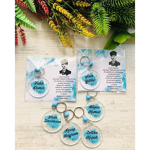 Atat�rk ve Mavi Suluboya Temal� Pleksi Anahtarl�k