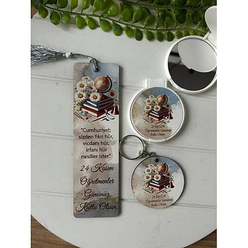 3'l� ��retmenler G�n� Set ( Ayna+Ayra�+Anahtarl�k )