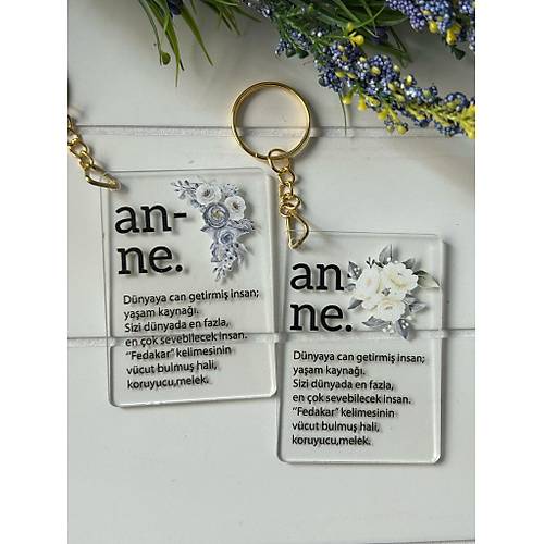 Anneler G�n�  5x7 cm Pleksi Anahtarl�k