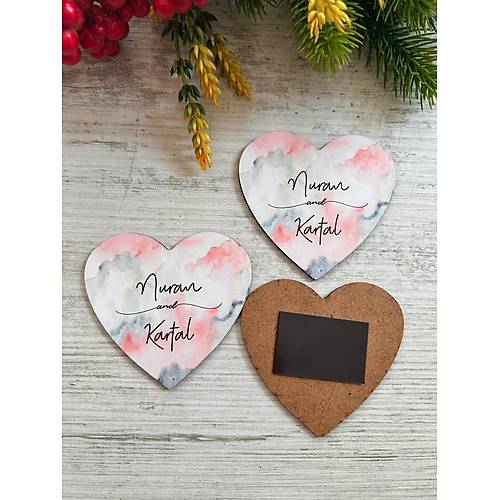 Ah�ap Kalp Magnet- Suluboya Temal�