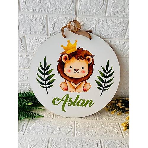38 cm Ah�ap Kap� S�s�-Aslan Temal�